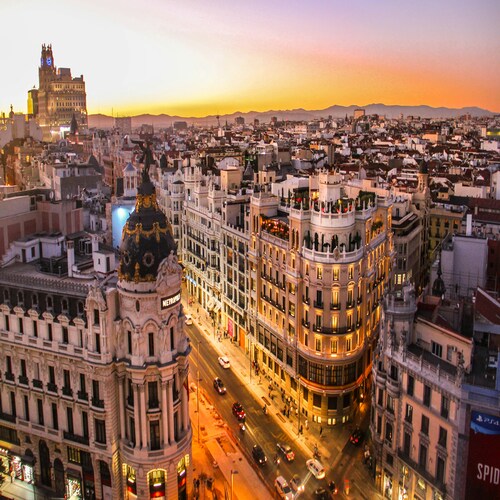 Perspectiva de la Gran Vía con Calle Alcalá- oposiciones lengua castellana y literatura Madrid 2025