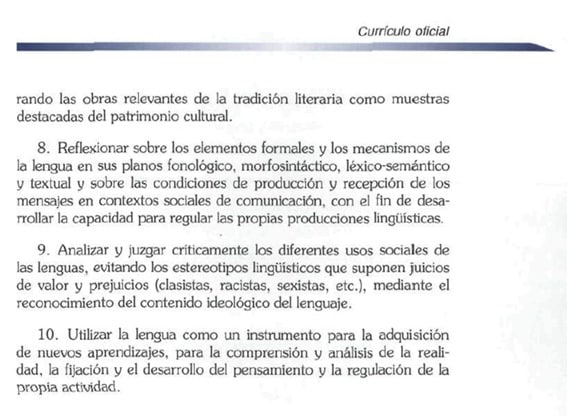 Objetivos lengua castellana y literatura LOGSE