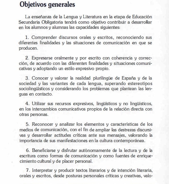 objetivos generales de la LOGSE